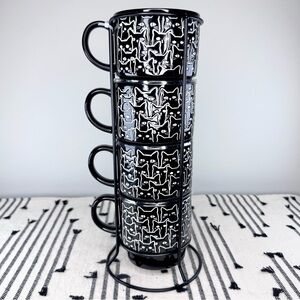 NEW SH Home Stacked Black Cat Halloween Mugs